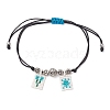 Alloy & Brass Beads Braided Bracelets BJEW-MZ00075-03-1