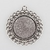 Vintage Tibetan Style Alloy Flower Pendant Cabochon Bezel Settings X-TIBEP-O006-31AS-2