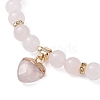 Natural Rose Quartz Round Beaded Stretch Bracelets BJEW-JB09727-03-3