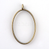 Rack Plating Alloy Oval Open Back Bezel Pendants LS-PALLOY-S047-26F-FF-2