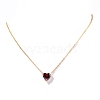 Stainless Steel Pave Cubic Zirconia Heart Pendant Cable Chain Necklaces for Women PW-WG05D07-01-1