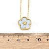 304 Stainless Steel Pave Natural Cornflower Blue Shell Flower Pendant Necklaces for Women NJEW-U032-16G-02-5