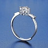 Rhodium Plated 925 Sterling Silver Moissanite Rhinestone Adjustable Rings for Women AJEW-U007-21P-4