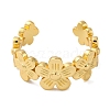 Rack Plating Brass Flower Open Cuff Rings for Women RJEW-S242-01G-B-2