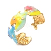 Ocean 304 Stainless Steel Enamel Cuff Bangles for Women BJEW-F518-02B-G-2