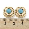 Brass & ABS Imitation Pearl & Synthetic Turquoise & Cubic Zirconia Flat Round Multi-Strand Links KK-Q820-33G-3