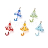 5Pcs Glass Seed Pendants PALLOY-TA00190-1