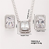 Women's Glass Rectangle Necklace & Earrings Set for Fashionable Look LO8107-4-1