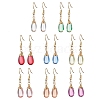 304 Stainless Steel Gradient Baking Paint Transparent Glass Beads Dangle Earrings EJEW-JE06291-2