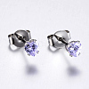 Cubic Zirconia Ear Studs EJEW-E098-H-02-2