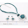 Rhombus Alloy Enamel Stud Earrings & Pendant Necklaces Sets FS-WGC3B96-06-1