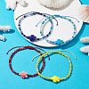 4Pcs 4 Colors Porcelain Braided Bead Anklets AJEW-AN00586-2