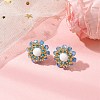 Flower Glass Seed Beaded with Natural Mashan Jade Stud Earrings for Women EJEW-MZ00208-01-2