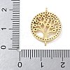 Rack Plating Brass Clear Cubic Zirconia Flat Round with Tree Connector Charms KK-A234-032G-3