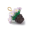 Resin Glass Seed Beaded Flower Pendants PALLOY-MZ01106-01-3
