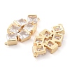 Brass Pave Clear Glass Connector Charms KK-Q811-03KCG-2