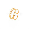 Ion Plating(IP) 304 Stainless Steel Curb Chain Shape Open Cuff Ring for Women RJEW-S405-203G-3