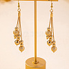 Brass Round Bead Tassel Dangle Earrings for Women WGC3478-01-3