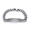 Tarnish Resistant Religion 304 Stainless Steel Cuban Link Chain Bracelets BJEW-P263-H01-P-1