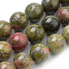 Natural Unakite Beads Strands X-G-S259-14-10mm-1