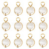 12Pcs Brass & Glass Imitation Cat Eye Round Charms PALLOY-TAC0237-01-2