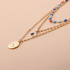 Alloy & Evil Eye Enamel Pendant 3 Layer Necklaces for Women WG1997E-01-3