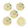 Brass Clear Cubic Zirconia Enamel Pendants ZIRC-C024-23G-2