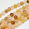 Natural Yellow Hematoid Quartz Round Beads Strands G-F266-09-8mm-1