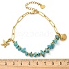 304 Stainless Steel Synthetic Turquoise Beads Bracelets BJEW-U019-02G-5