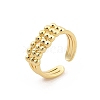 Rack Plating Brass Round Beaded Cuff Rings for Women RJEW-M028-106G-4