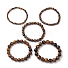 5Pcs 5 Styles Natural Tiger Eye Stretch Bracelets BJEW-JB11026-4