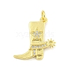 Cowboy Boots Rack Plating Brass Micro Pave Clear Cubic Zirconia Pendants KK-Z053-05G-1