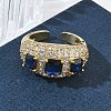 Brass Micro Pave Cubic Zirconia Cuff Open Rings for Women RJEW-L343-13G-4