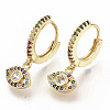 Brass Micro Pave Colorful Cubic Zirconia Dangle Hoop Earrings EJEW-S208-082-2