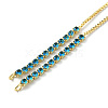 Brass Micro Pave Cubic Zirconia Box Chain Slider Bracelet Makings KK-P233-10G-01-3