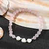 Natural Rose Quartz Round Beaded Bracelets BJEW-JB09878-02-2