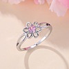 Flower Brass Micro Pave Pearl Pink Cubic Zirconia Finger Rings FS-WGCFB35-04-2