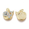 Brass Micro Pave Clear & Sky Blue Cubic Zirconia Charms ZIRC-O035-11G-2