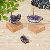 Square Wooden Crystal Rock Display Easels with Iron Holder ODIS-WH0038-28B-P-5