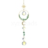 Glass Beads &  Natural Green Aventurine Chip Beads & Brass Hanging Suncatchers HJEW-JM04994-04-1