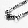 201 Stainless Steel Mesh Chain Necklaces NJEW-G256-01P-2