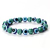 Synthetic Malachite & Evil Eye Round Beaded Stretch Bracelets for Men EH2427-4-1