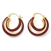 Brass Enamel Hoop Earrings For Women EJEW-B115-01G-03-4