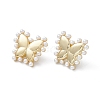 Long-Lasting Plated Brass Stud Earrings with Plastic Pearl for Women EJEW-A088-05G-1