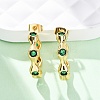 Green Cubic Zirconia Round Stud Earrings EJEW-F314-06G-4