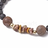 Natural Mookaite with Natural Lava Rock Beaded Stretch Bracelets for Women BJEW-JB11130-01-3