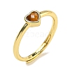 Heart Natural Tiger Eye Adjustable Rings RJEW-Q818-02G-02-2