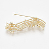 Brass Brooch Rhinestone Settings KK-T027-15G-4