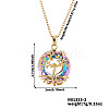 Elegant Brass & Glass Hollow Design Tree Pendant Necklaces WX2591-2-1