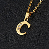 201 Stainless Steel Crystal Rhinestone Initial Pendant Necklaces FS-WG3A711-03-1